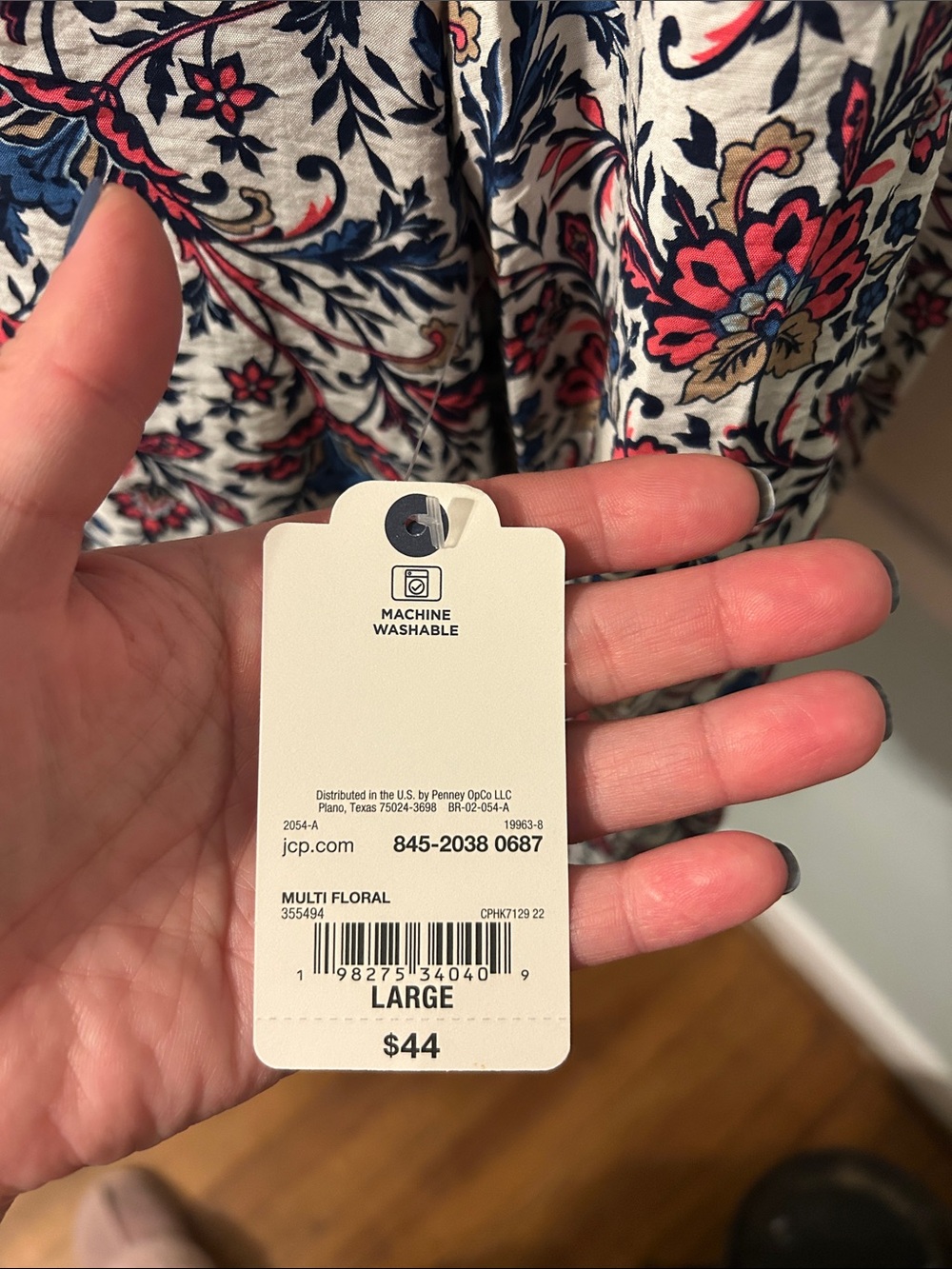 St. John's Bay Floral Button-Up Shirt - White, Red, Blue - Picture 3 of 5